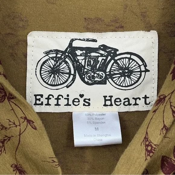 Effie's Heart M Cowl Neck Dress green 0687 brown elbow sleeve medium women - Picture 9 of 11